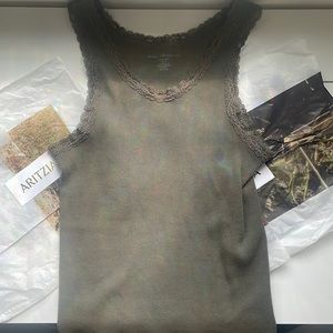 Green Lace Trim Brandy Melville Tank Top